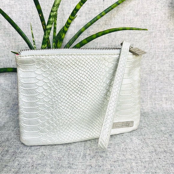 Silver faux leather snake print Rodan & Fields clutch or makeup bag. - Picture 3 of 6